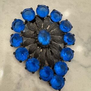 Antique Victorian Blue Paste Fur Pin | Possibly Adapted Shoe Buckle | c. 1800s